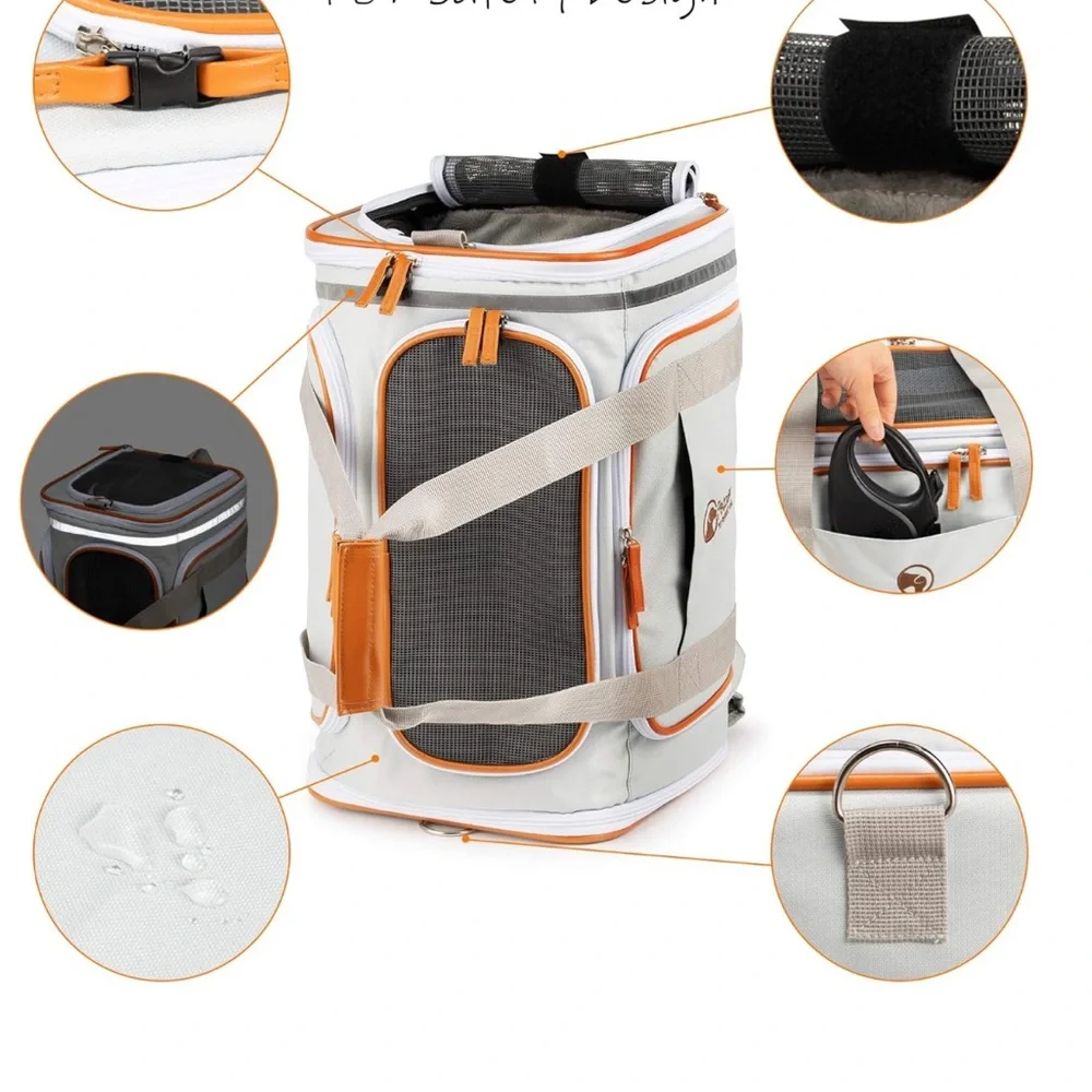 Gray and Orange Dog Carrier